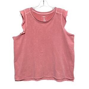 Sonoma Pink Sleeveless Top Shirt Womens XXL Flutter Ruffle Flowy Fairycore Boho